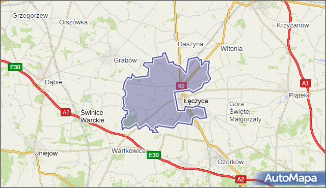 gmina Łęczyca - powiat łęczycki na mapie Targeo