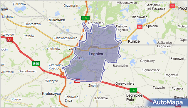 gmina Legnica - powiat Legnica na mapie Targeo