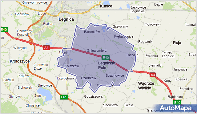 gmina Legnickie Pole - powiat legnicki na mapie Targeo