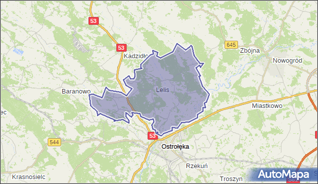 gmina Lelis - powiat ostrołęcki na mapie Targeo