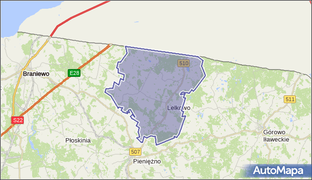 gmina Lelkowo - powiat braniewski na mapie Targeo
