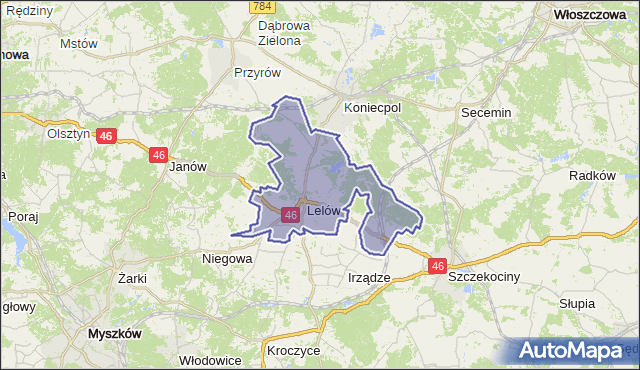 gmina Lelów - powiat częstochowski na mapie Targeo