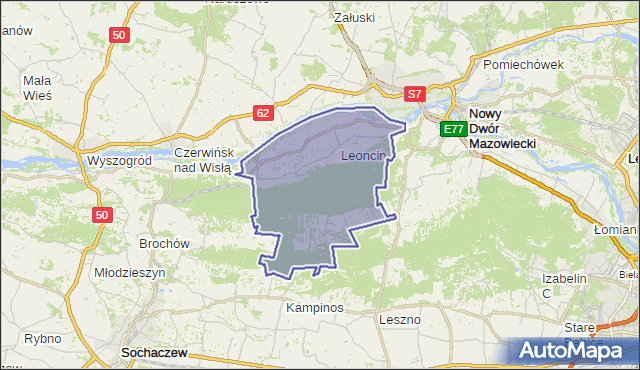 gmina Leoncin - powiat nowodworski na mapie Targeo