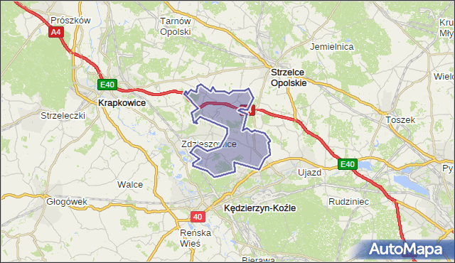 gmina Leśnica - powiat strzelecki na mapie Targeo