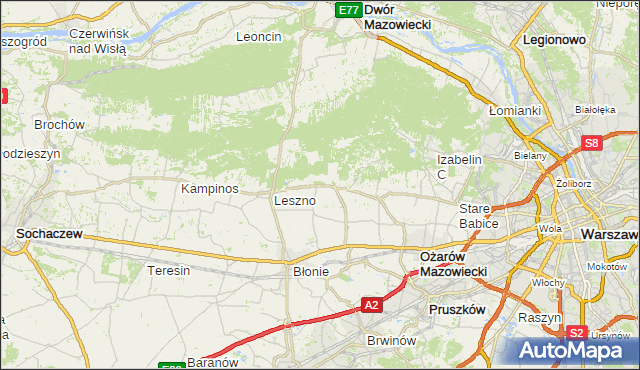 gmina Leszno - powiat warszawski zachodni na mapie Targeo