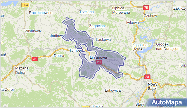 gmina Limanowa - powiat limanowski na mapie Targeo