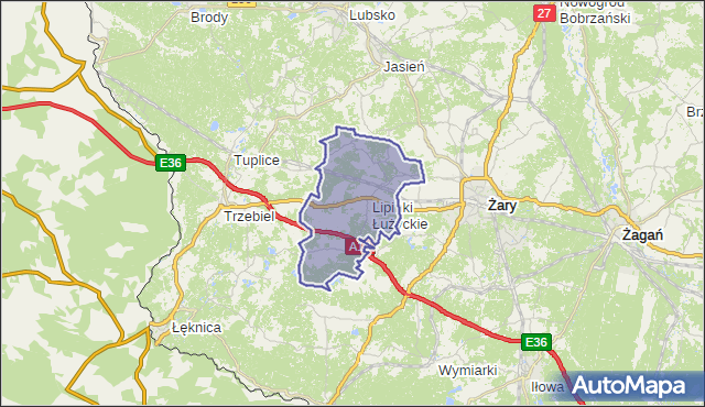 gmina Lipinki Łużyckie - powiat żarski na mapie Targeo