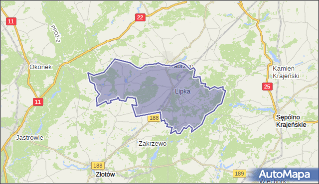 gmina Lipka - powiat złotowski na mapie Targeo