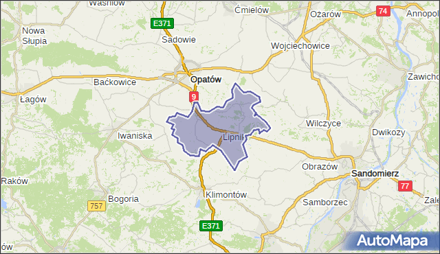 gmina Lipnik - powiat opatowski na mapie Targeo