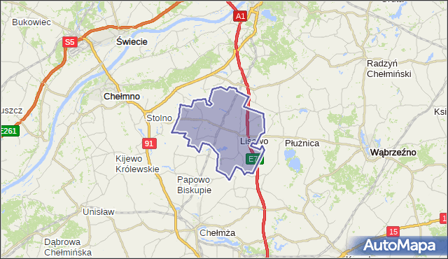 gmina Lisewo - powiat chełmiński na mapie Targeo