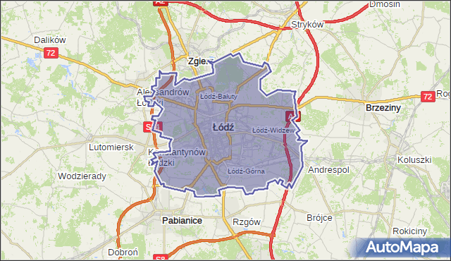 gmina Łódź - powiat Łódź na mapie Targeo