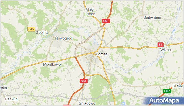 gmina Łomża - powiat Łomża na mapie Targeo