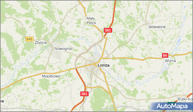 gmina Łomża - powiat łomżyński na mapie Targeo