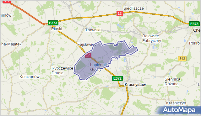 gmina Łopiennik Górny - powiat krasnostawski na mapie Targeo