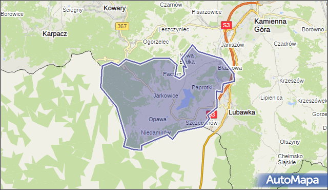gmina Lubawka - powiat kamiennogórski na mapie Targeo
