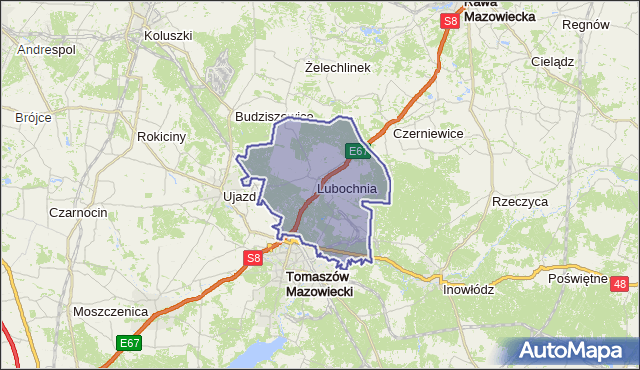 gmina Lubochnia - powiat tomaszowski na mapie Targeo