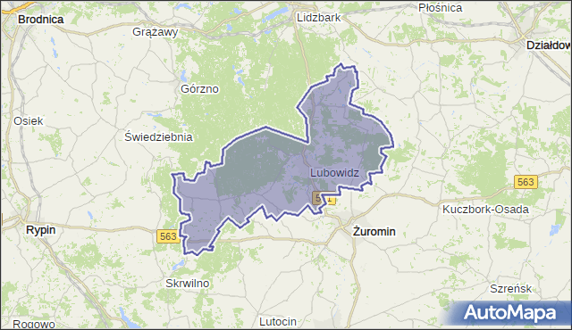 gmina Lubowidz - powiat żuromiński na mapie Targeo