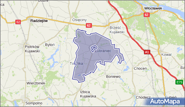 gmina Lubraniec - powiat włocławski na mapie Targeo