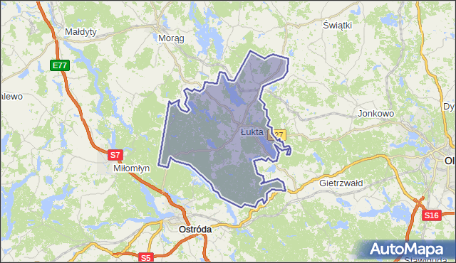 gmina Łukta - powiat ostródzki na mapie Targeo