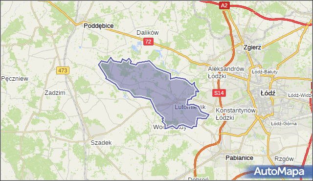 gmina Lutomiersk - powiat pabianicki na mapie Targeo
