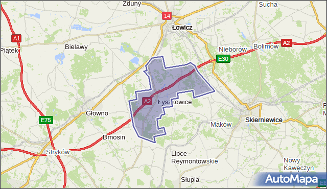 gmina Łyszkowice - powiat łowicki na mapie Targeo