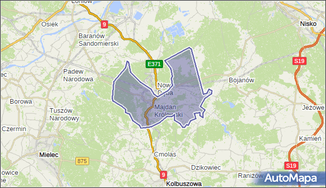 gmina Majdan Królewski - powiat kolbuszowski na mapie Targeo