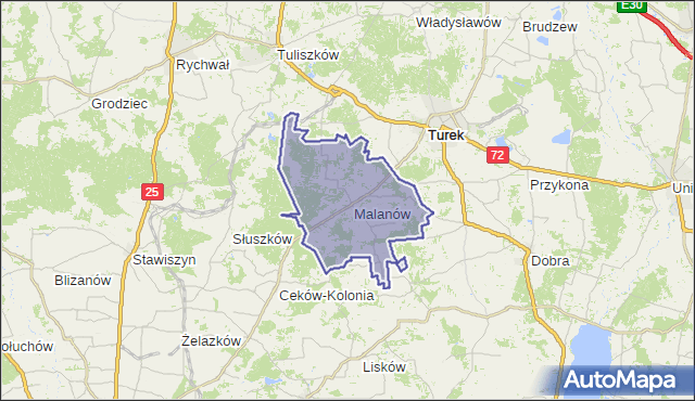 gmina Malanów - powiat turecki na mapie Targeo