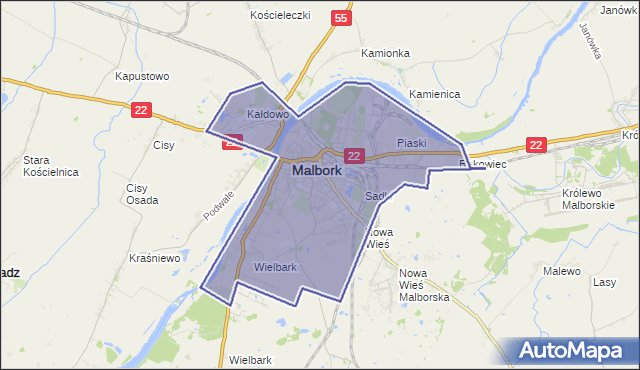 gmina Malbork - powiat malborski na mapie Targeo