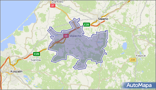 gmina Malechowo - powiat sławieński na mapie Targeo