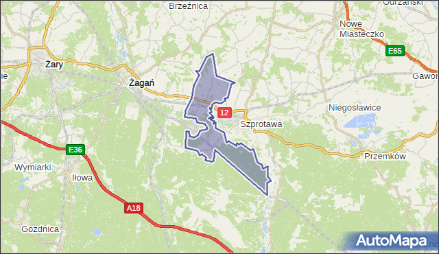 gmina Małomice - powiat żagański na mapie Targeo