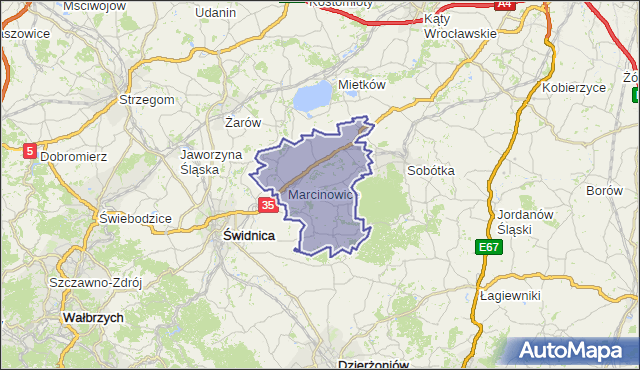 gmina Marcinowice - powiat świdnicki na mapie Targeo