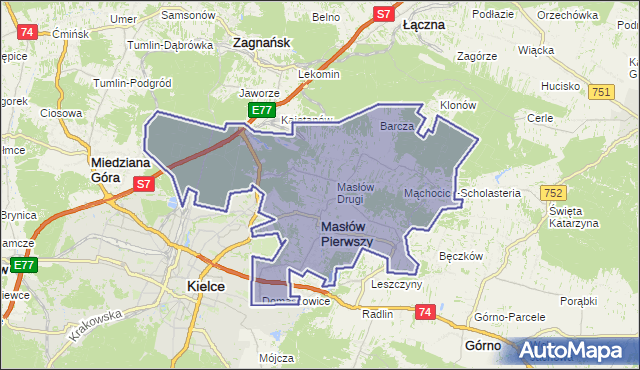 gmina Masłów - powiat kielecki na mapie Targeo