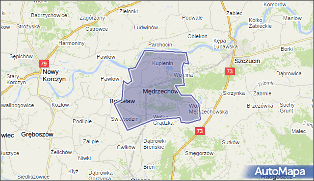 gmina Mędrzechów - powiat dąbrowski na mapie Targeo