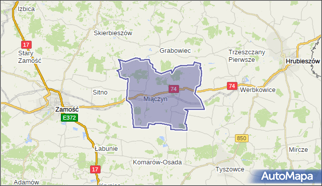 gmina Miączyn - powiat zamojski na mapie Targeo