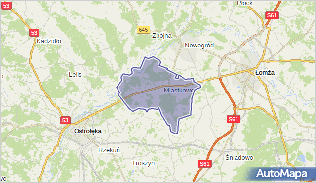 gmina Miastkowo - powiat łomżyński na mapie Targeo