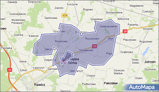 gmina Miejska Górka - powiat rawicki na mapie Targeo