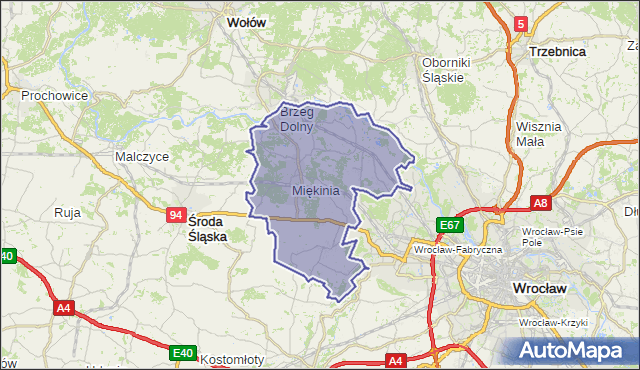 gmina Miękinia - powiat średzki na mapie Targeo