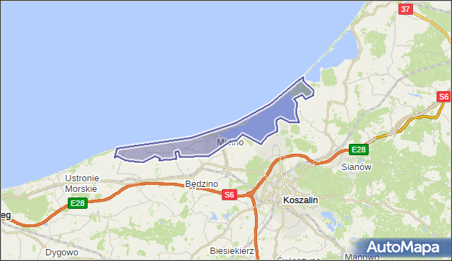 gmina Mielno - powiat koszaliński na mapie Targeo