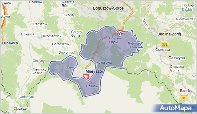 gmina Mieroszów - powiat wałbrzyski na mapie Targeo