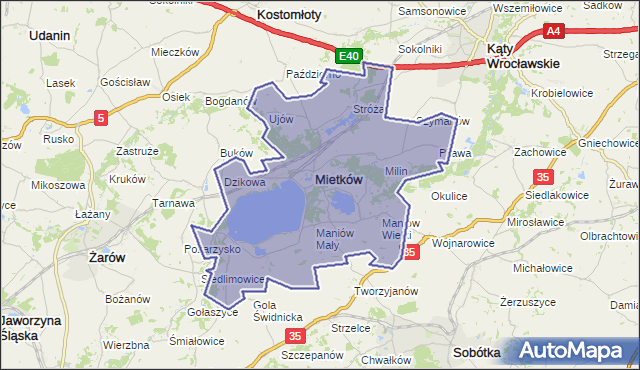 gmina Mietków - powiat wrocławski na mapie Targeo