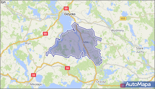 gmina Miłki - powiat giżycki na mapie Targeo