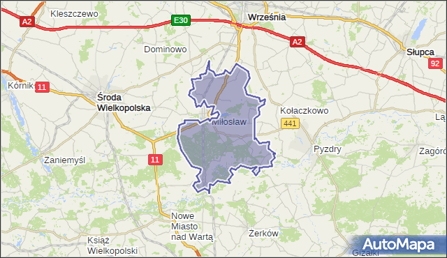 gmina Miłosław - powiat wrzesiński na mapie Targeo