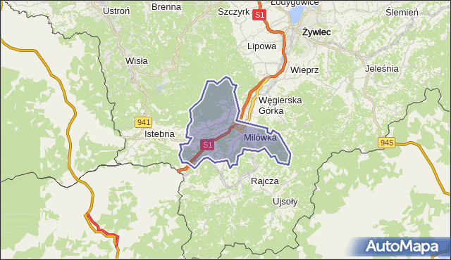 gmina Milówka - powiat żywiecki na mapie Targeo