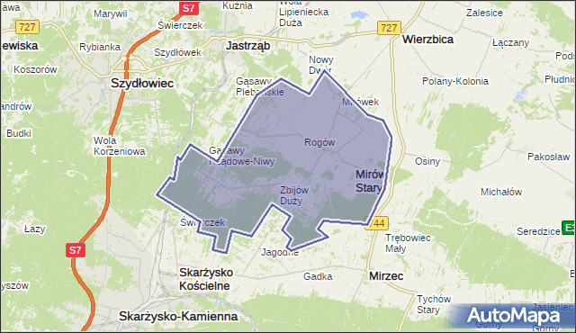 gmina Mirów - powiat szydłowiecki na mapie Targeo