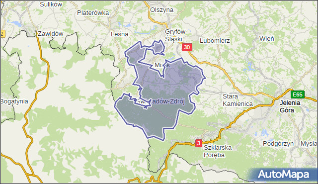 gmina Mirsk - powiat lwówecki na mapie Targeo