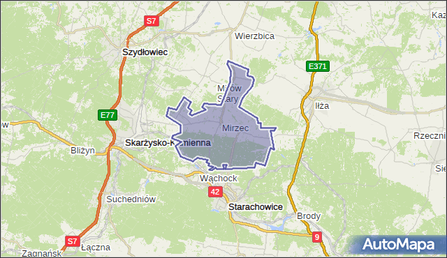 gmina Mirzec - powiat starachowicki na mapie Targeo