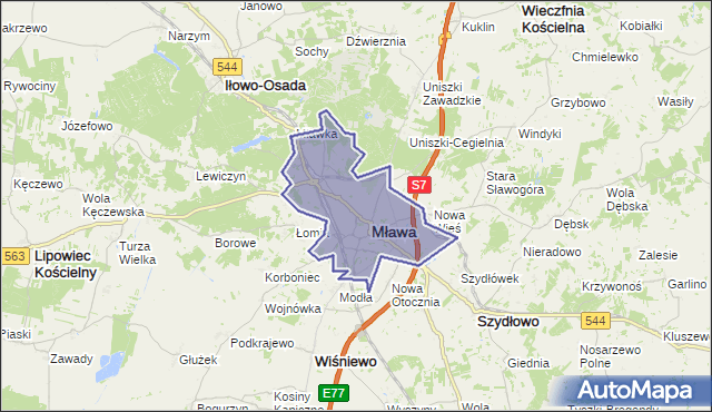 gmina Mława - powiat mławski na mapie Targeo