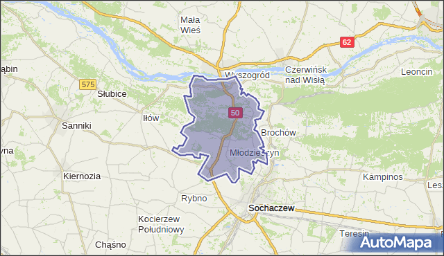 gmina Młodzieszyn - powiat sochaczewski na mapie Targeo