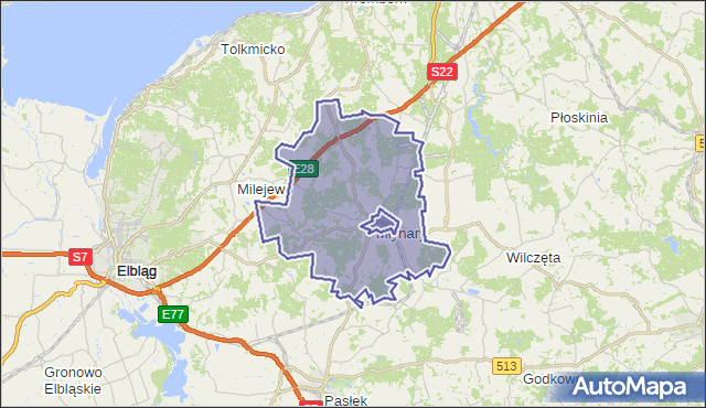 gmina Młynary - powiat elbląski na mapie Targeo