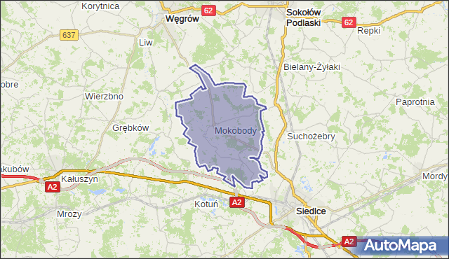 gmina Mokobody - powiat siedlecki na mapie Targeo